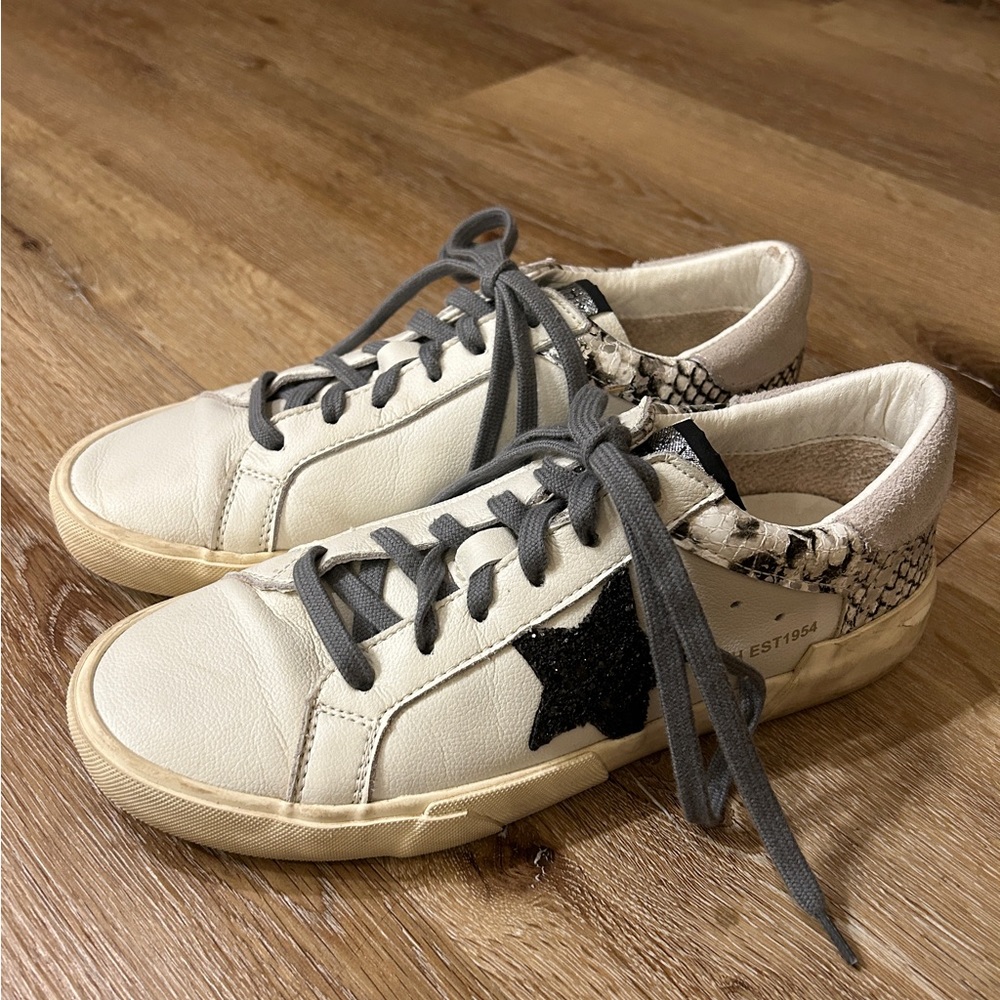 Vintage Havana White Snake Peggy Multi Black Glitter Star Size 7